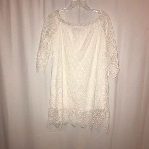 Beautiful, off the shoulder white lace dress